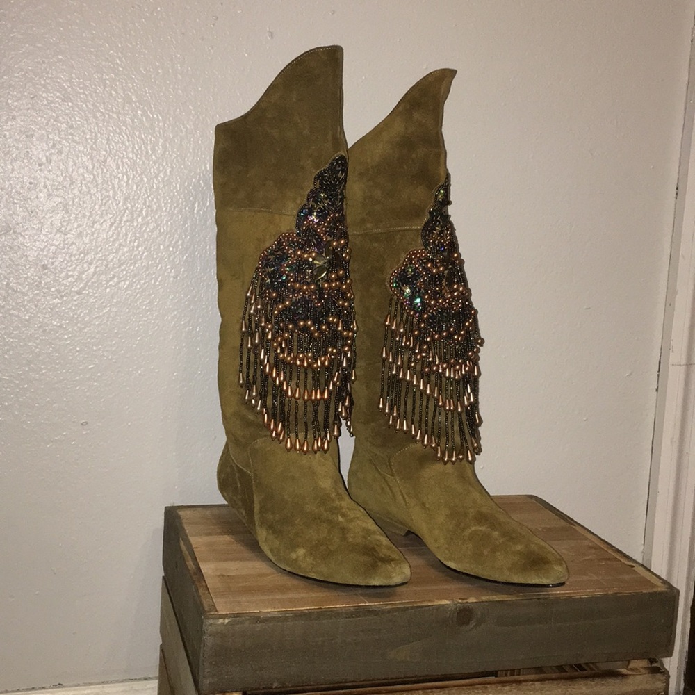 Caparros Suede Beaded Riding Boots